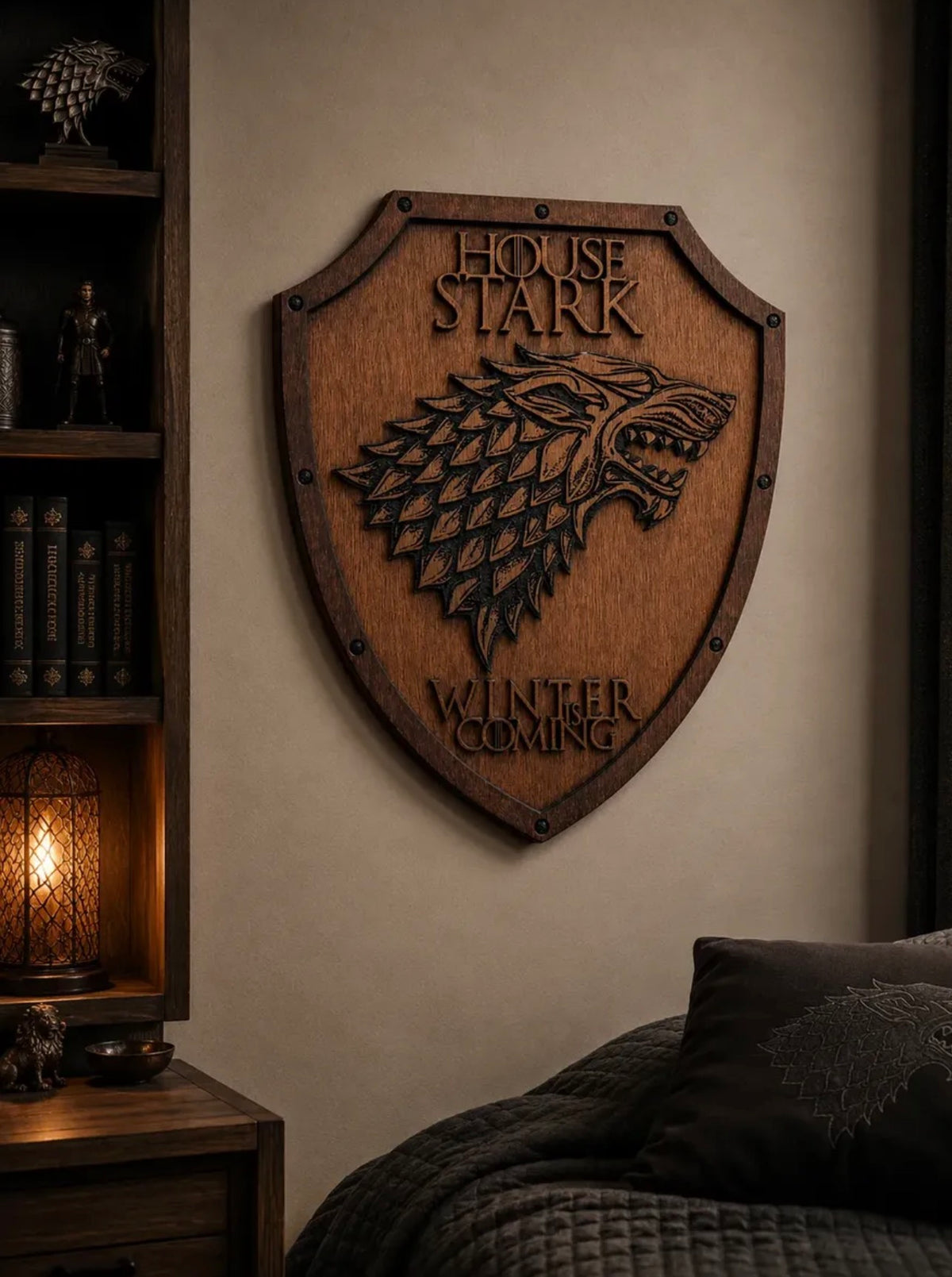 Escudo De Madera - Casa Stark de Game Of Thrones