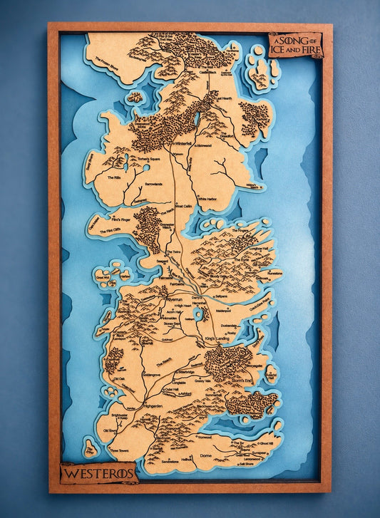 Mapa de Westeros en MDF – Decoración Gamer | Regalo Friki | Arte de Pared Game of Thrones