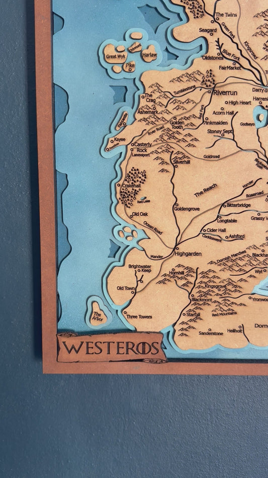 Mapa de Westeros en MDF – Decoración Gamer | Regalo Friki | Arte de Pared Game of Thrones